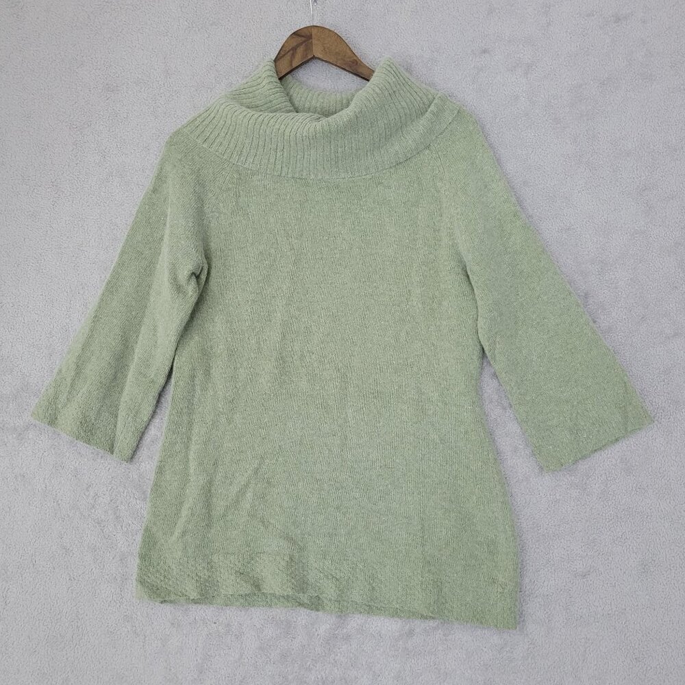 Marisa Christina Wool Angora Womens Sage Green Cowl Neck Sweater L JCT